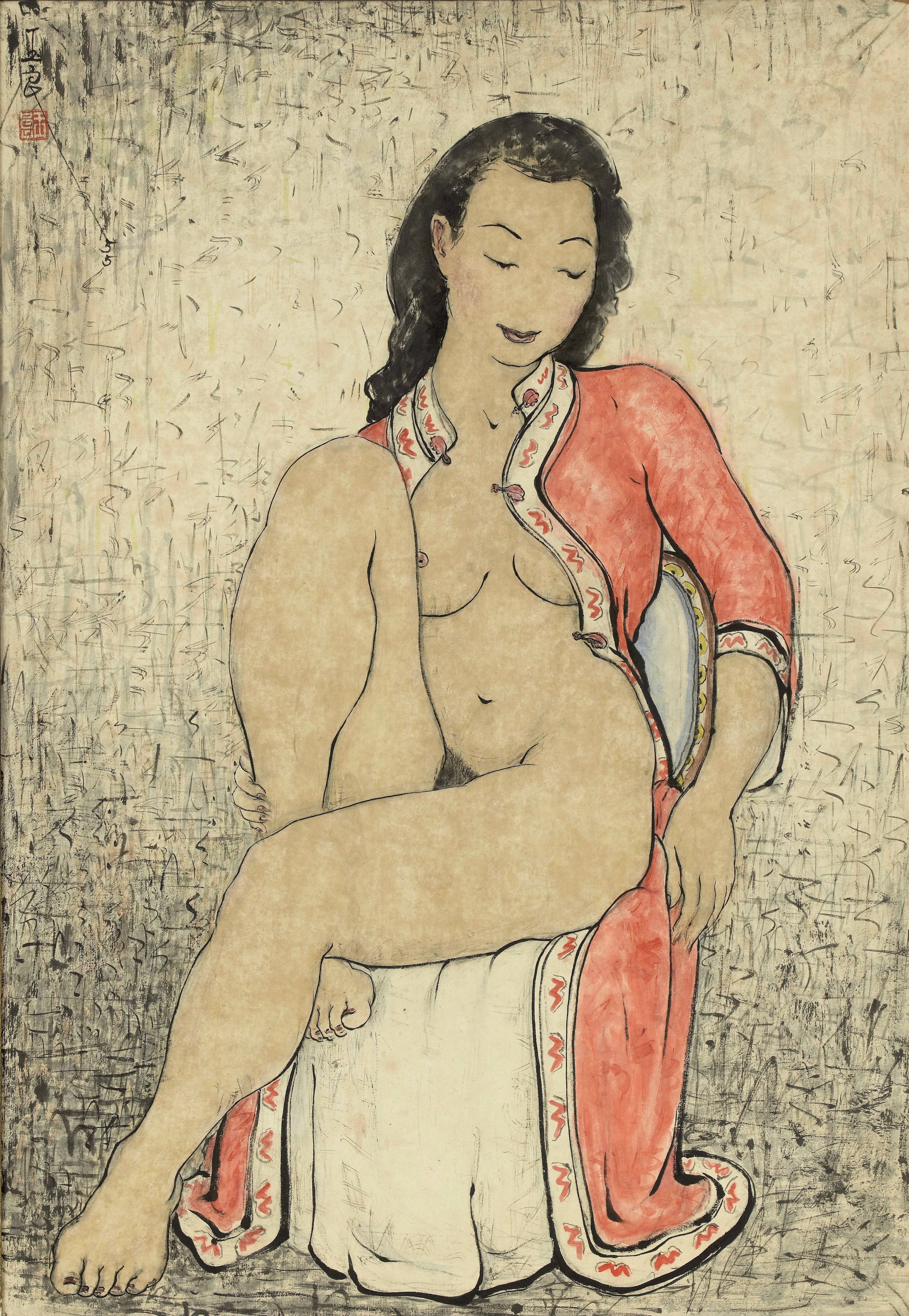 Pan Yuliang (1894-1977) - Nu assis au peignoir rouge, 1955 © Paris Musées-Musée Cernuschi.jpg